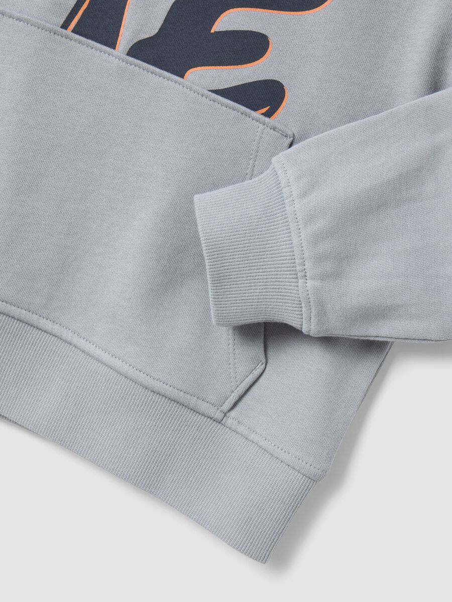 Grey oversized pure cotton hoodie with print and kangaroo pocket for boys_3