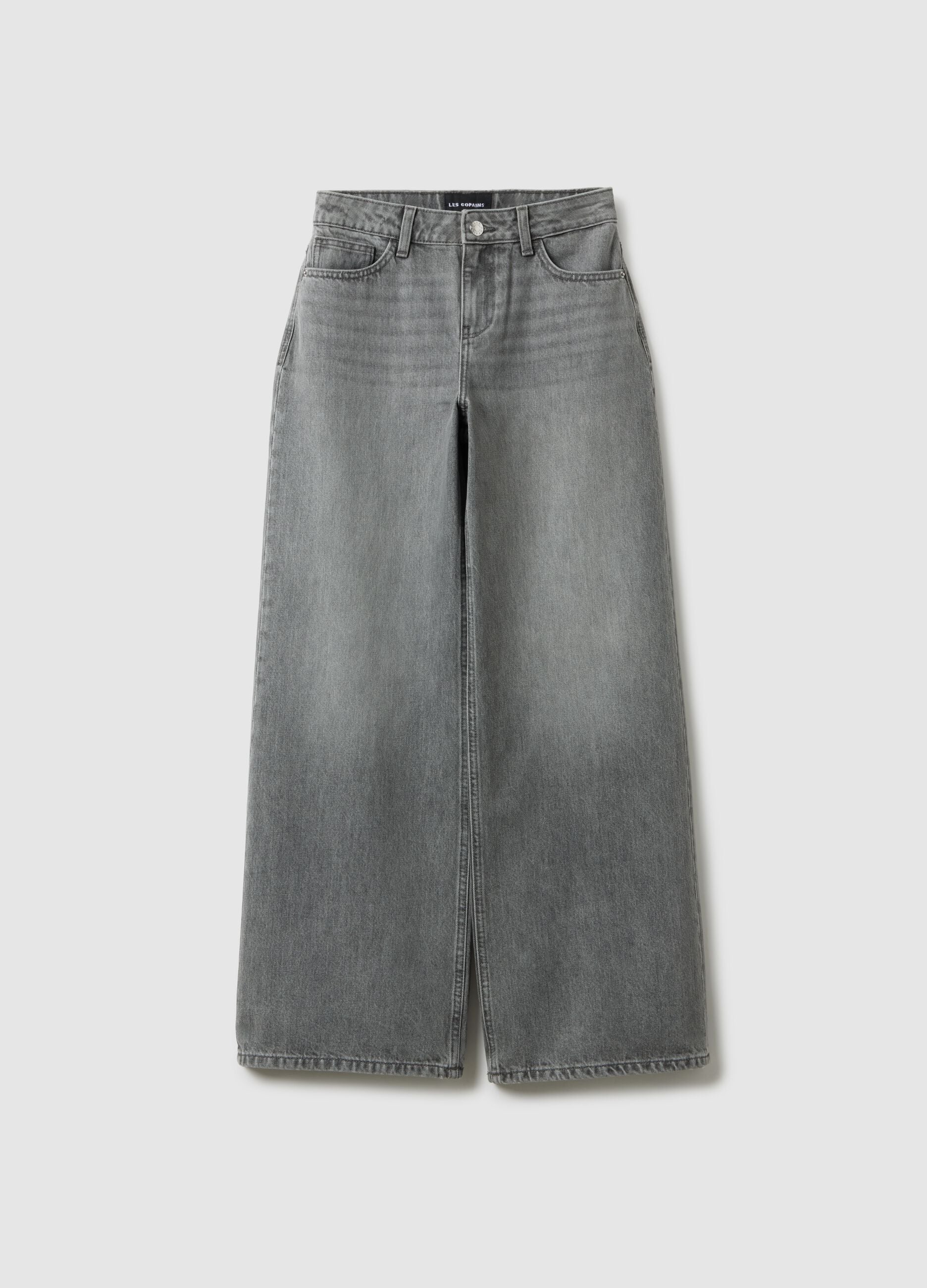 Grey Wide Leg Pure Cotton Jeans