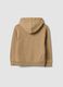 Beige pure cotton hoodie with front print for boys_1