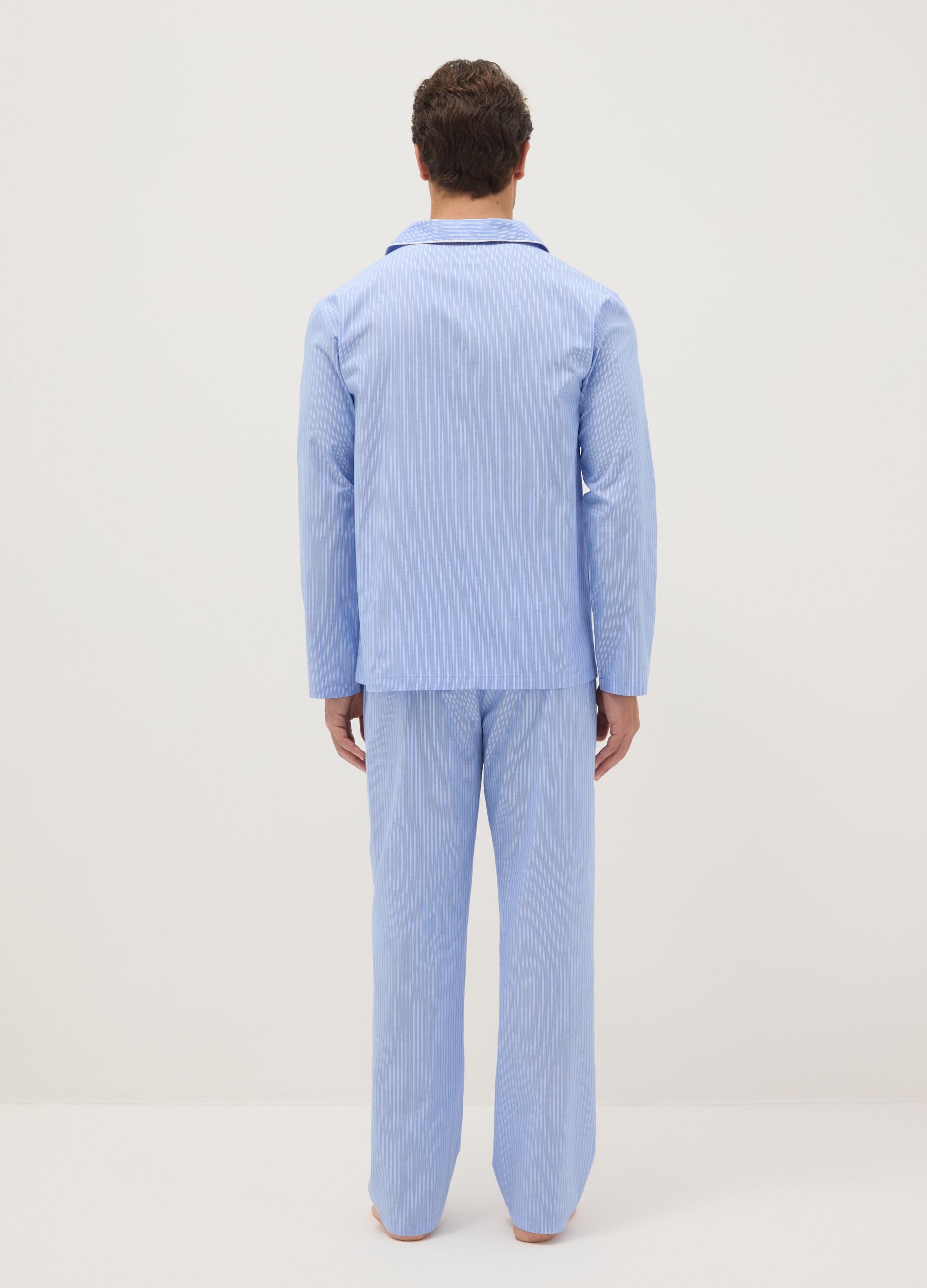 Blue striped pure cotton pyjamas with regular fit