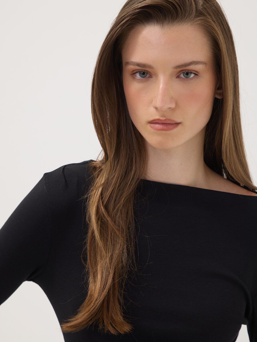 Black pure cotton crew-neck T-shirt_1