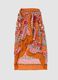 Orange pure cotton pareo with patterned print_4