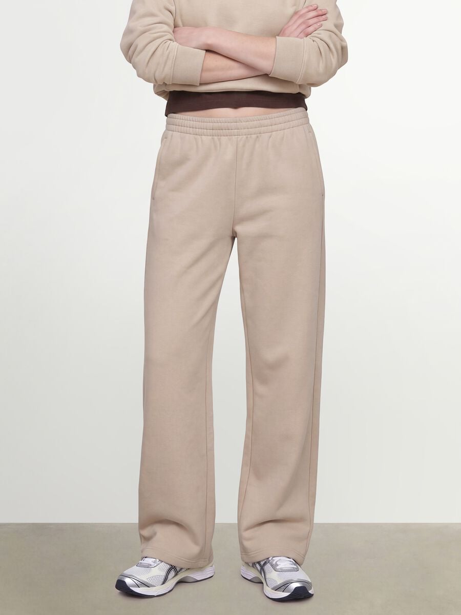 White cotton-blend straight-fit joggers_2