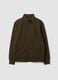 Felpa verde in misto cotone con girocollo e zip regular fit_4