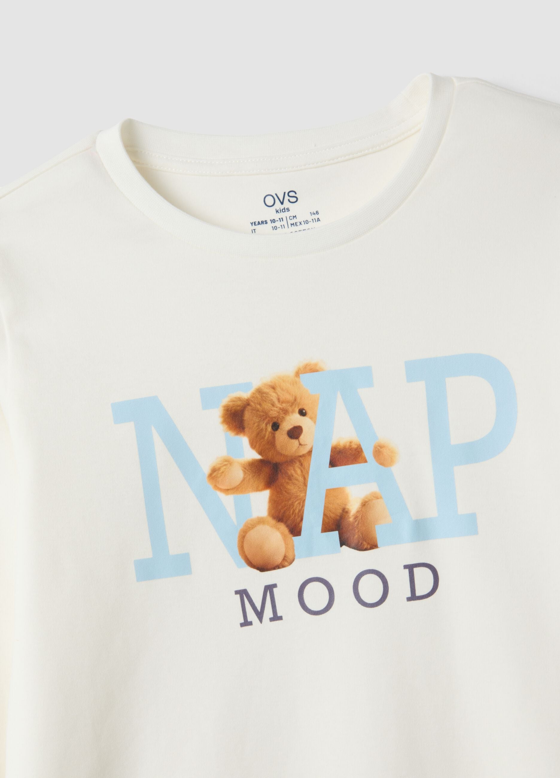 Multicoloured pure organic cotton pyjamas with teddy bear print for girls