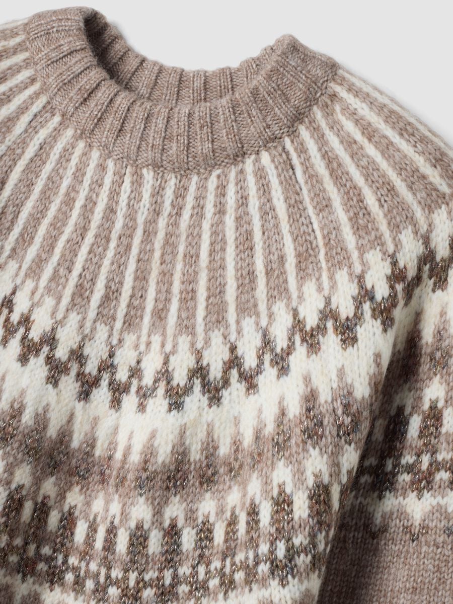 Beige jacquard crew-neck oversized jumper_1