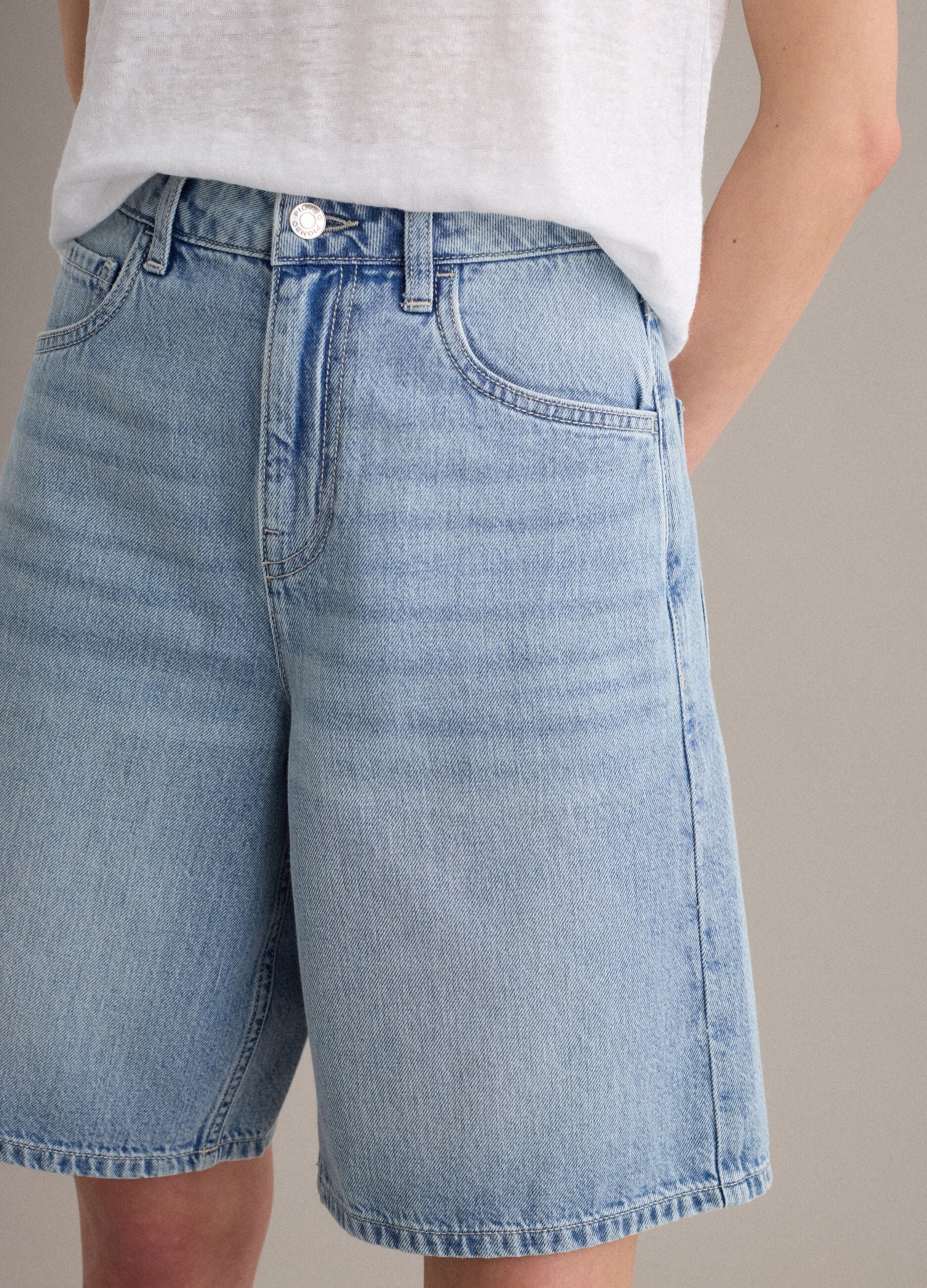 Light blue pure cotton denim shorts