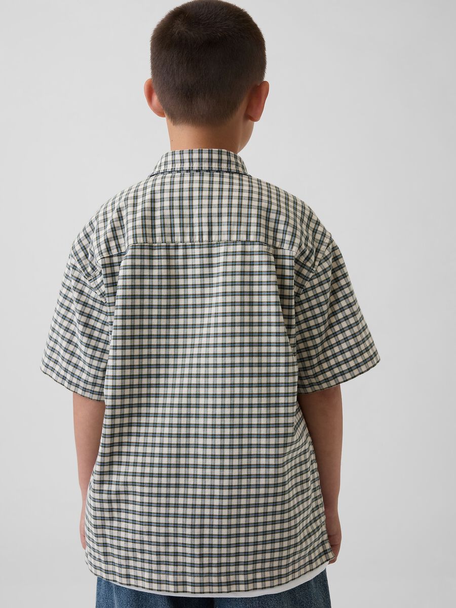 Short-sleeved stretch cotton shirt_1