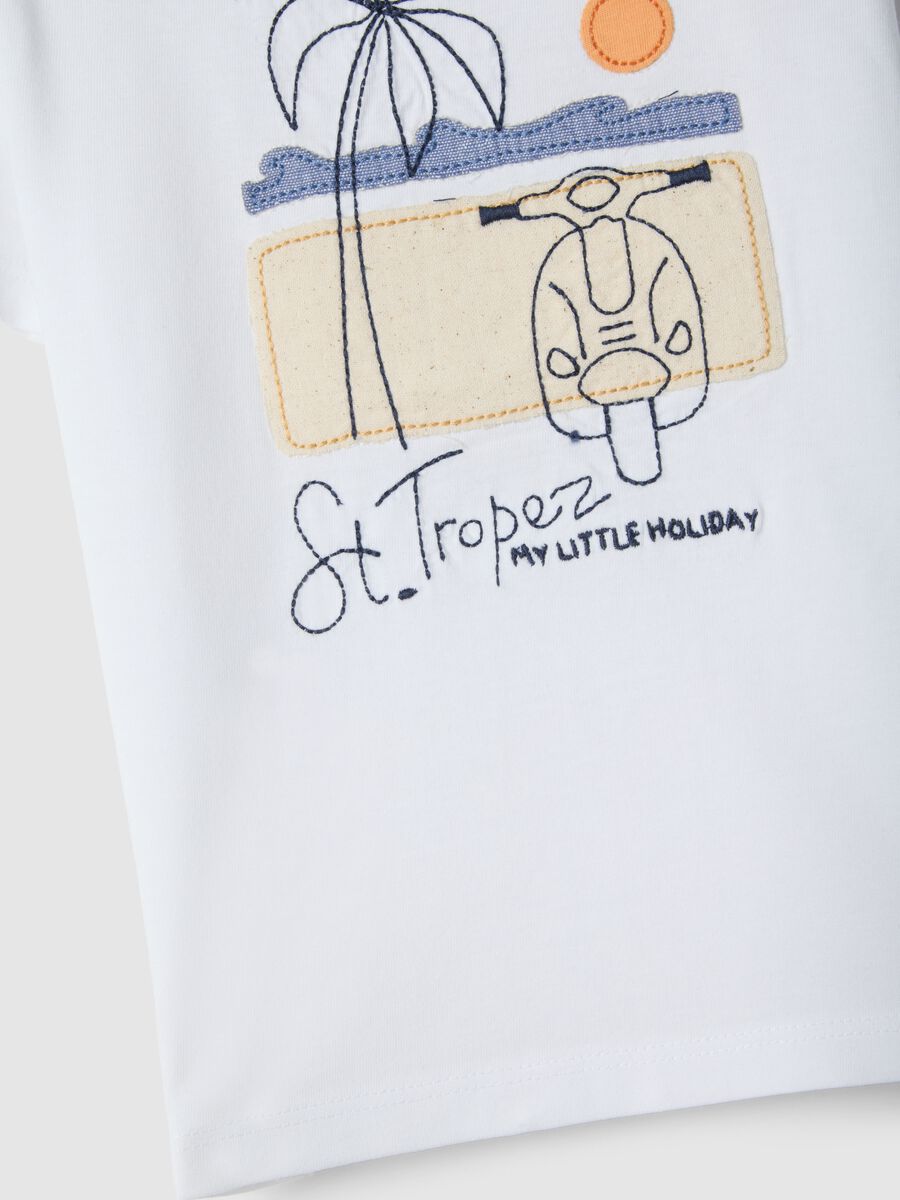 White pure cotton T-shirt for baby boy with print_3