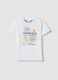 White pure cotton T-shirt for baby boy with print_0