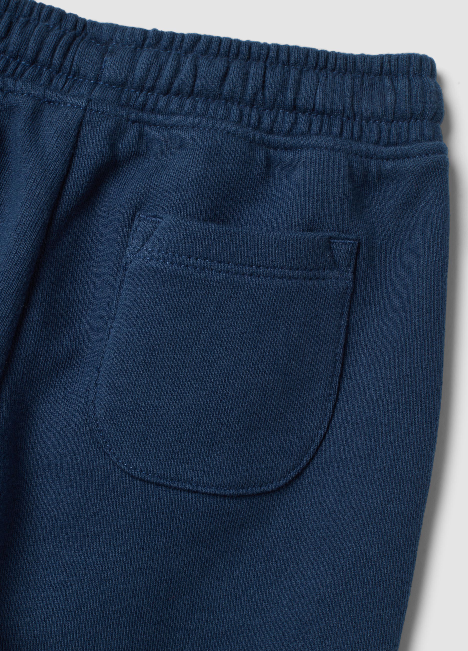 Blue pure cotton jogger trousers with elasticated waist for baby boys