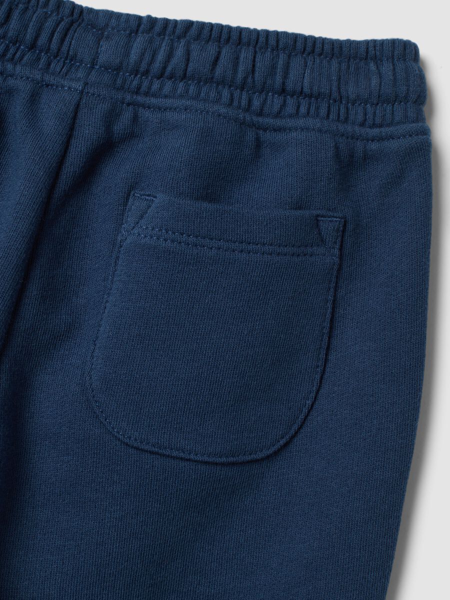 Blue pure cotton jogger trousers with elasticated waist for baby boys_3