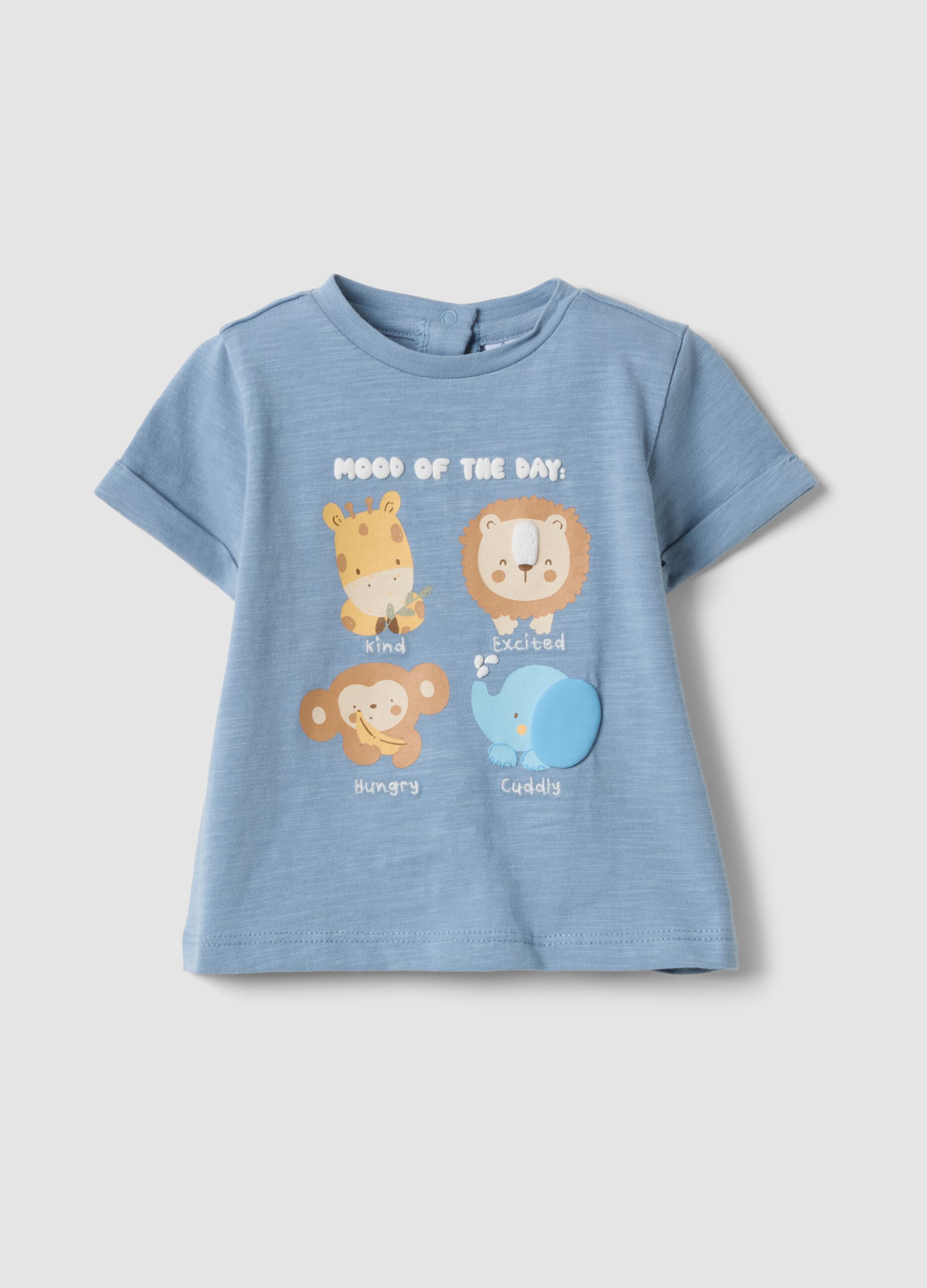 Blue short-sleeve organic cotton T-shirt