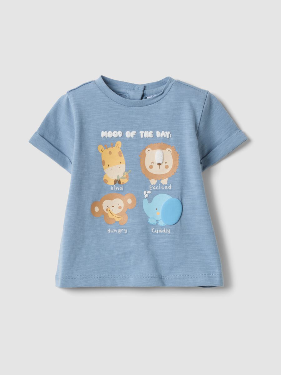 Blue short-sleeve organic cotton T-shirt_0