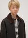 Black cotton-blend jacket with velvet collar for boys_2