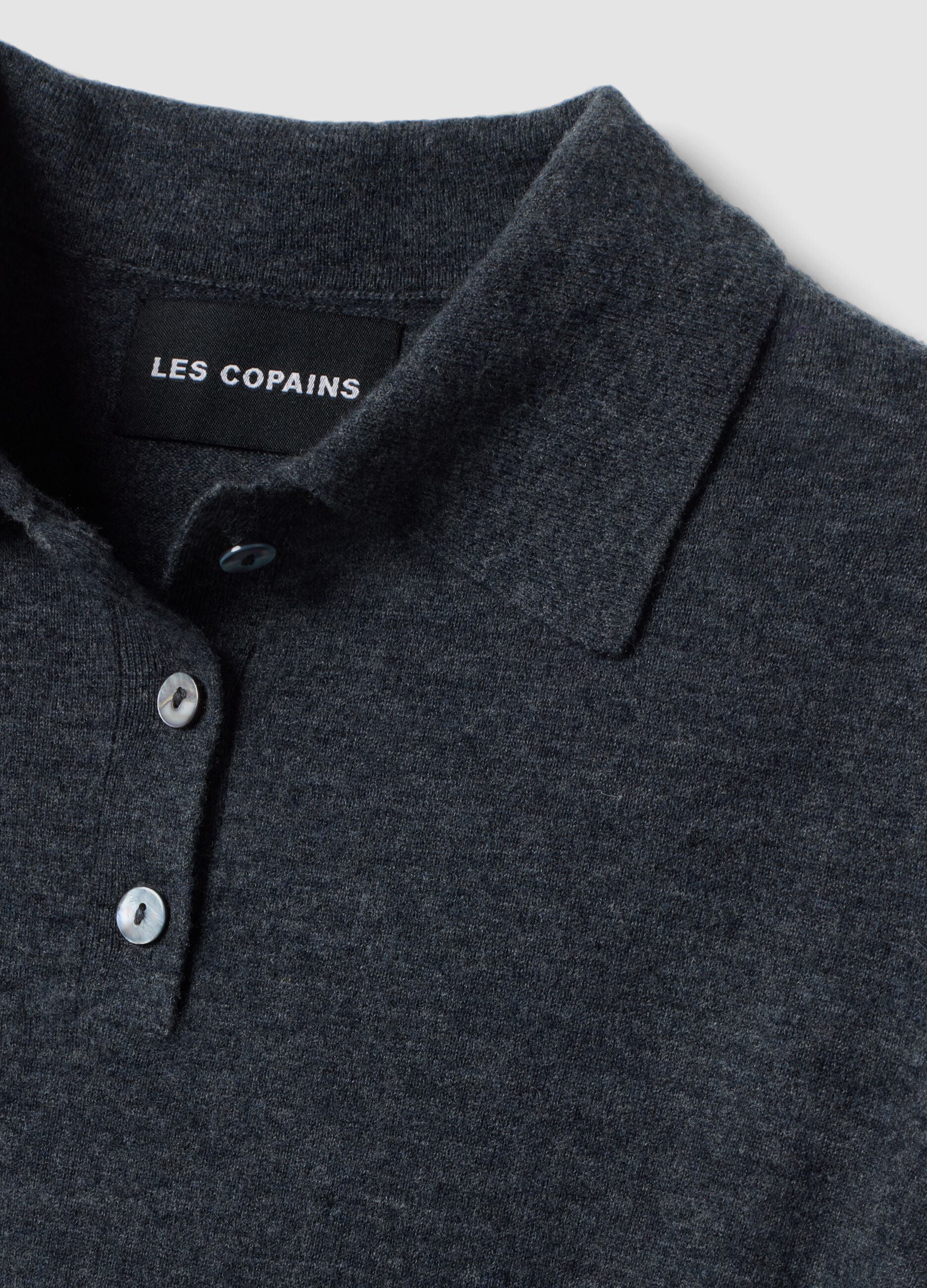 Grey pure wool polo-collar jumper in regular fit
