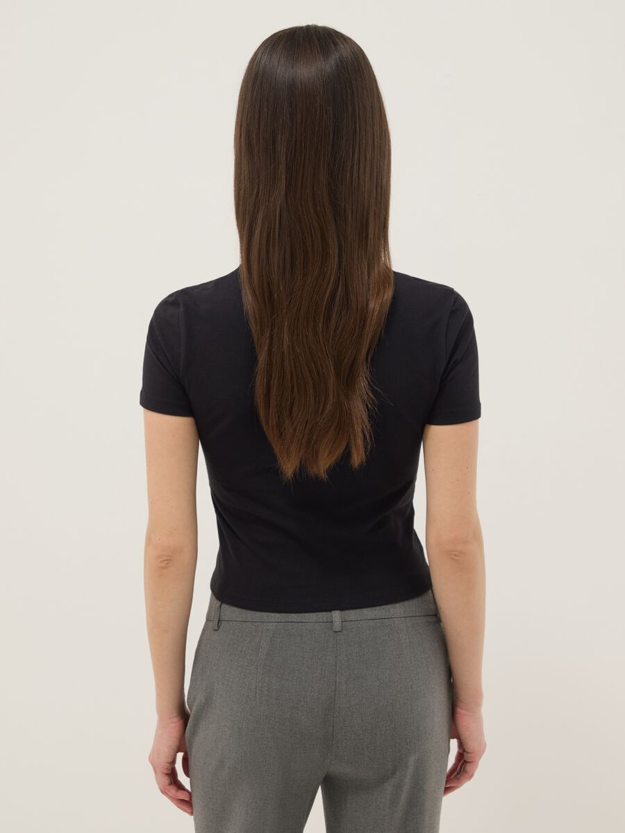 Black Slim Fit Stretch Cotton T-shirt_2