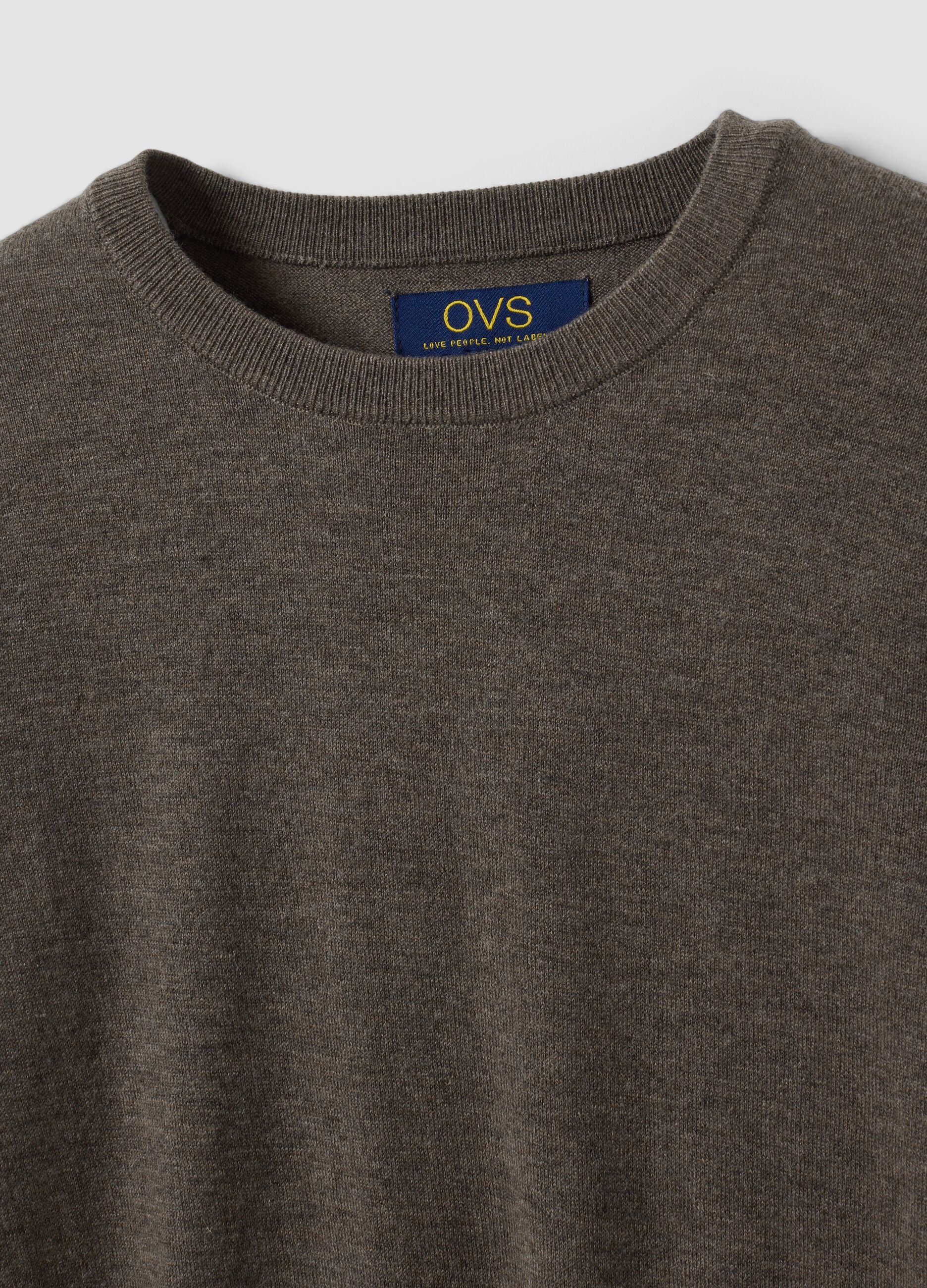 Grey crew-neck wool-blend jumper, regular fit