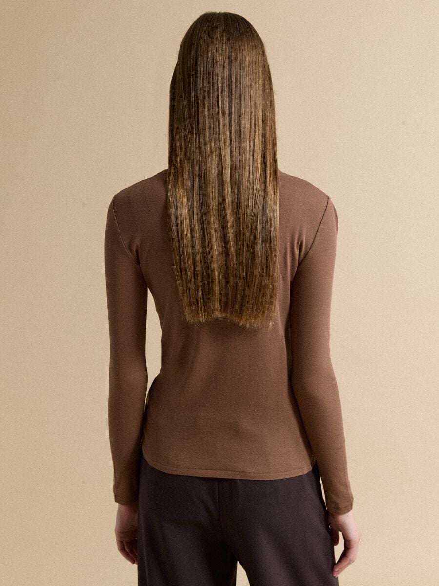 T-shirt marrone in puro cotone jersey a girocollo_3