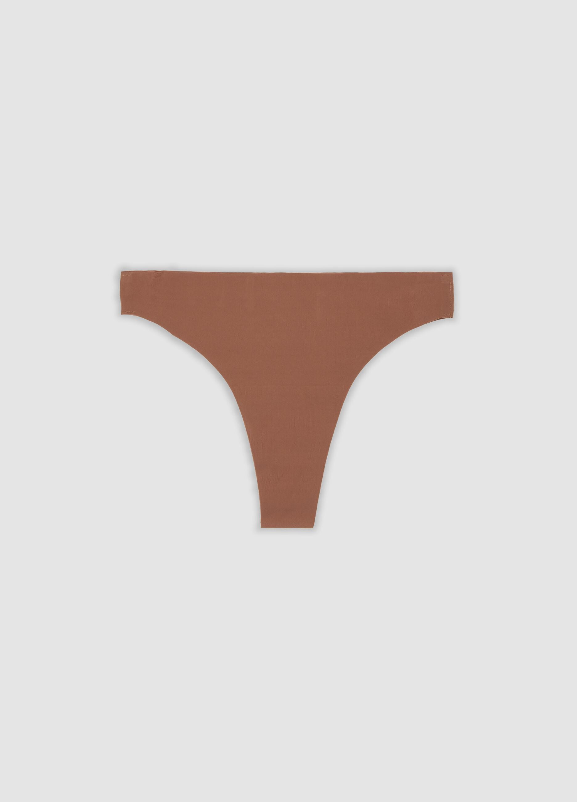 Brown stretch microfibre Brazilian briefs