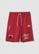 Red cotton-blend sports shorts with Miami Heat logo_4