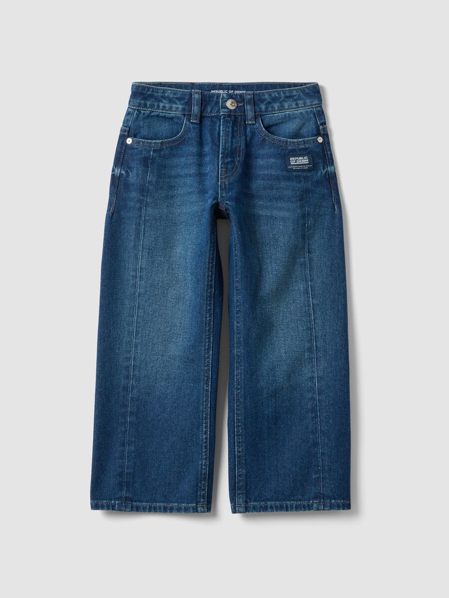 Blue pure cotton baggy-fit jeans for boys_0