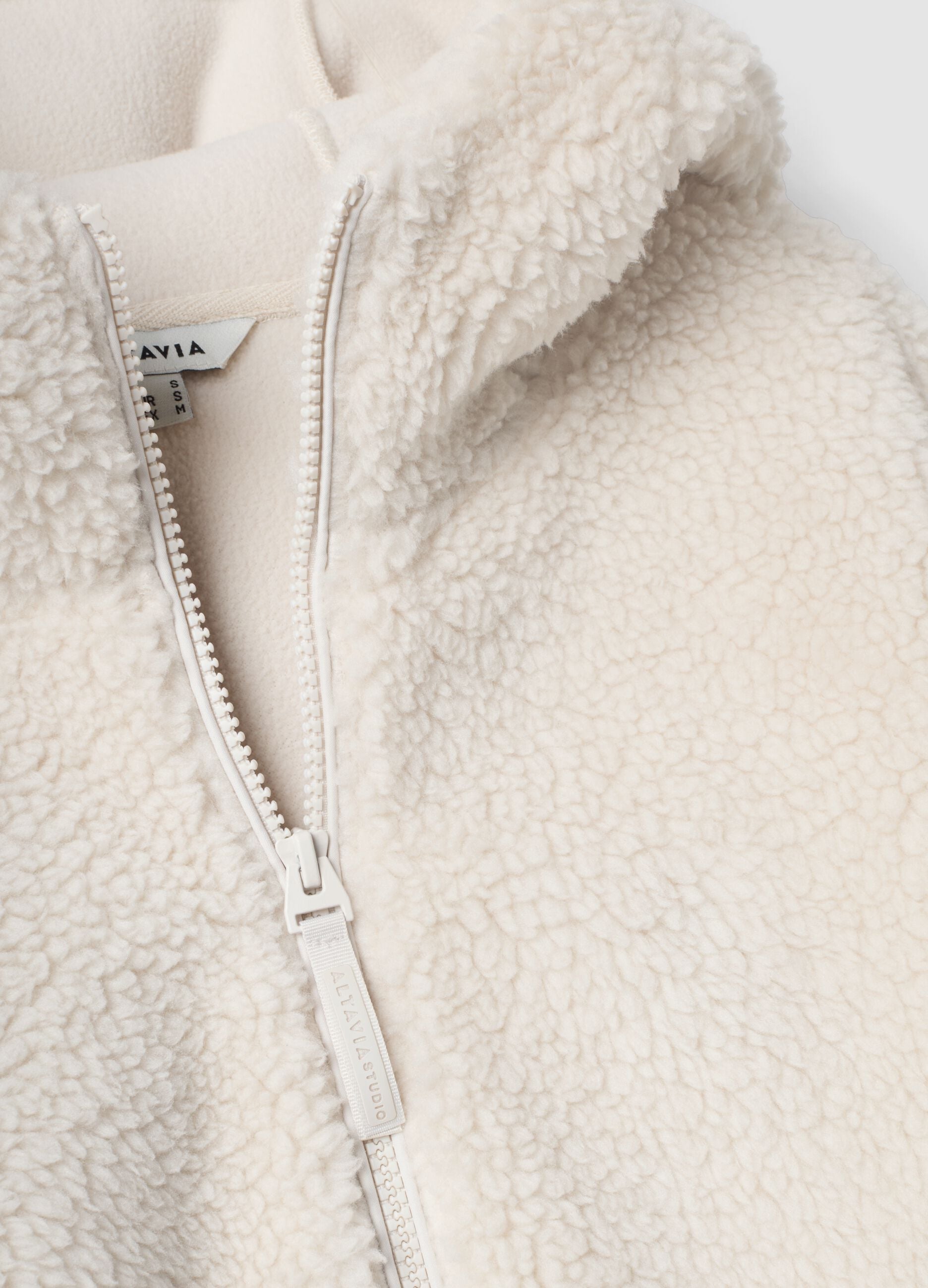White full-zip teddy-effect hooded sweatshirt ALTAVIA STUDIO