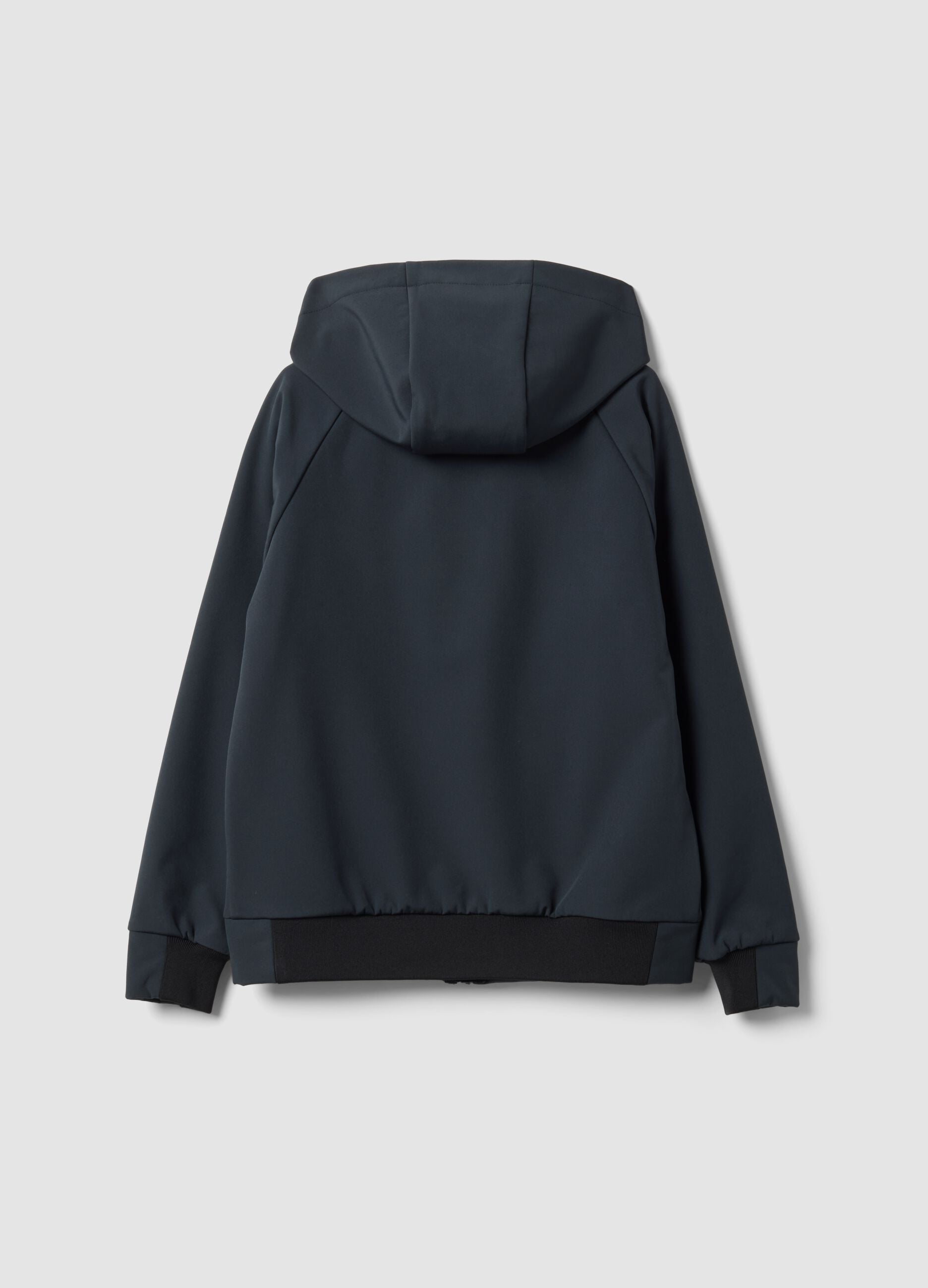 Grey hooded stretch-fabric jacket for boys