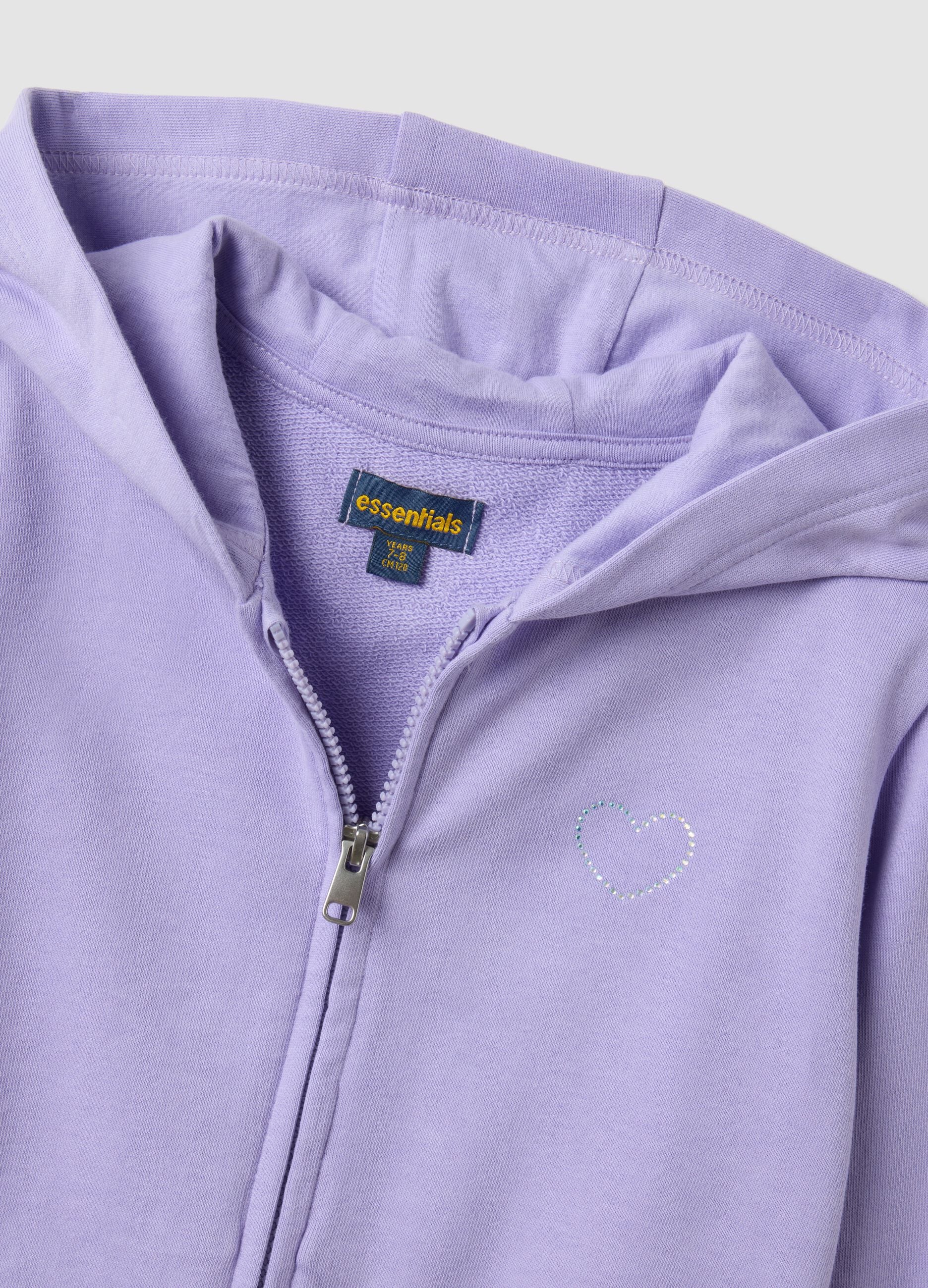 Purple hoodie in pure organic cotton for girls