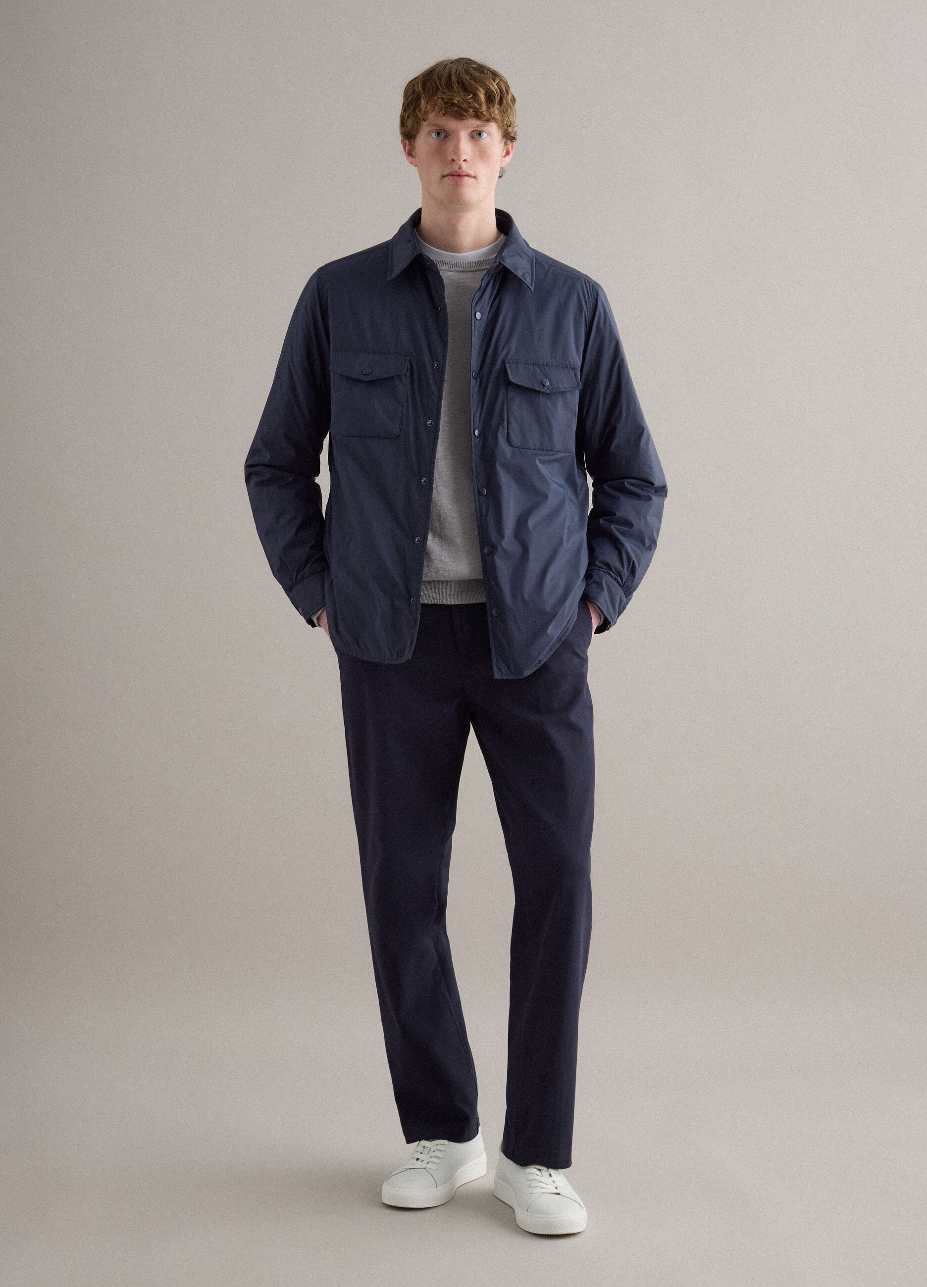 Straight blue twill chinos in pure cotton regular fit