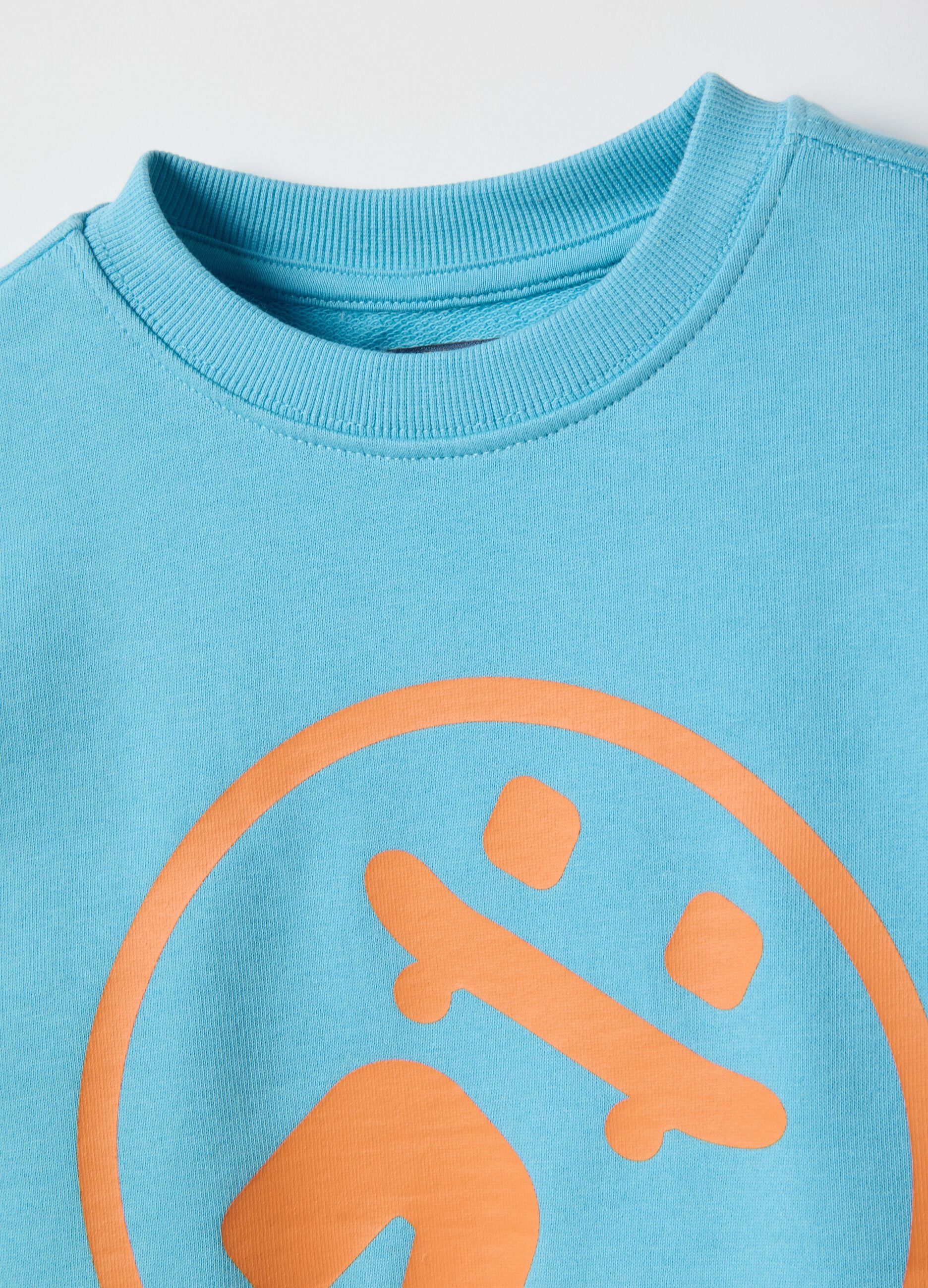 Children's oversized blue pure cotton sweatshirt with print