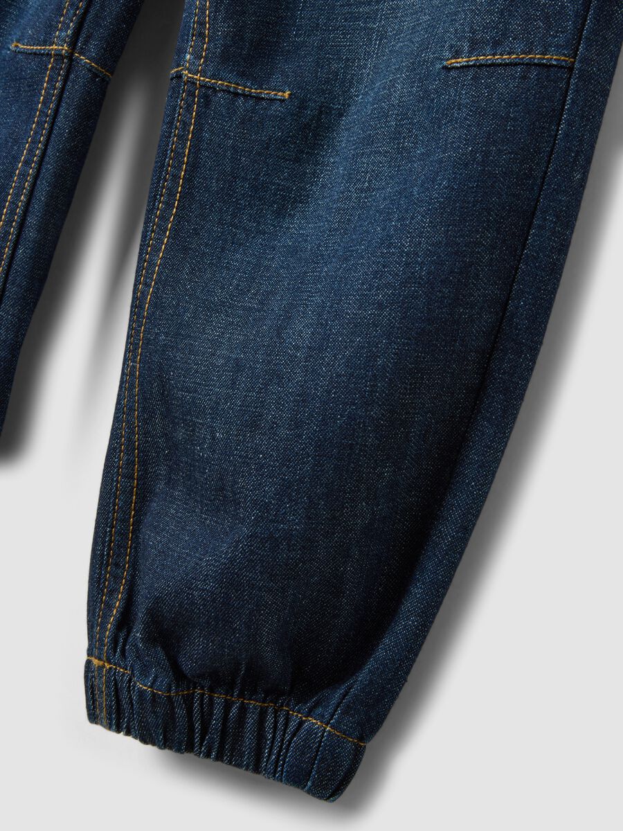 Blue denim joggers in a cotton-viscose blend with elasticated waist, relaxed fit_2
