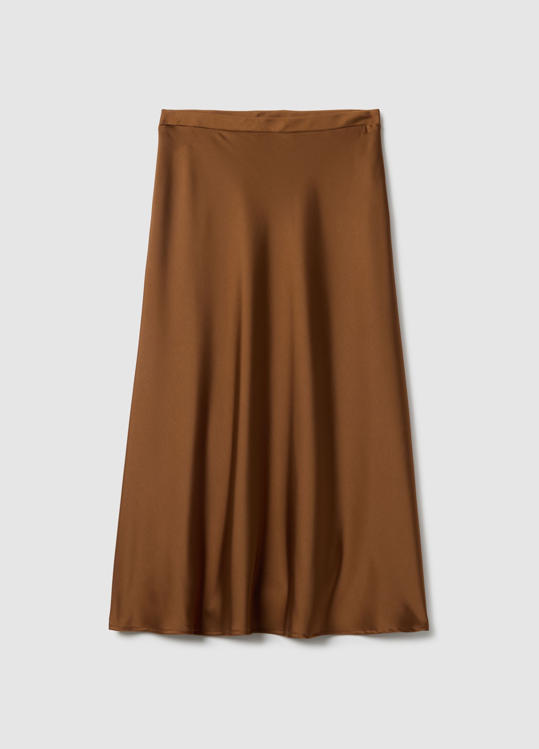 Brown Satin Long Skirt