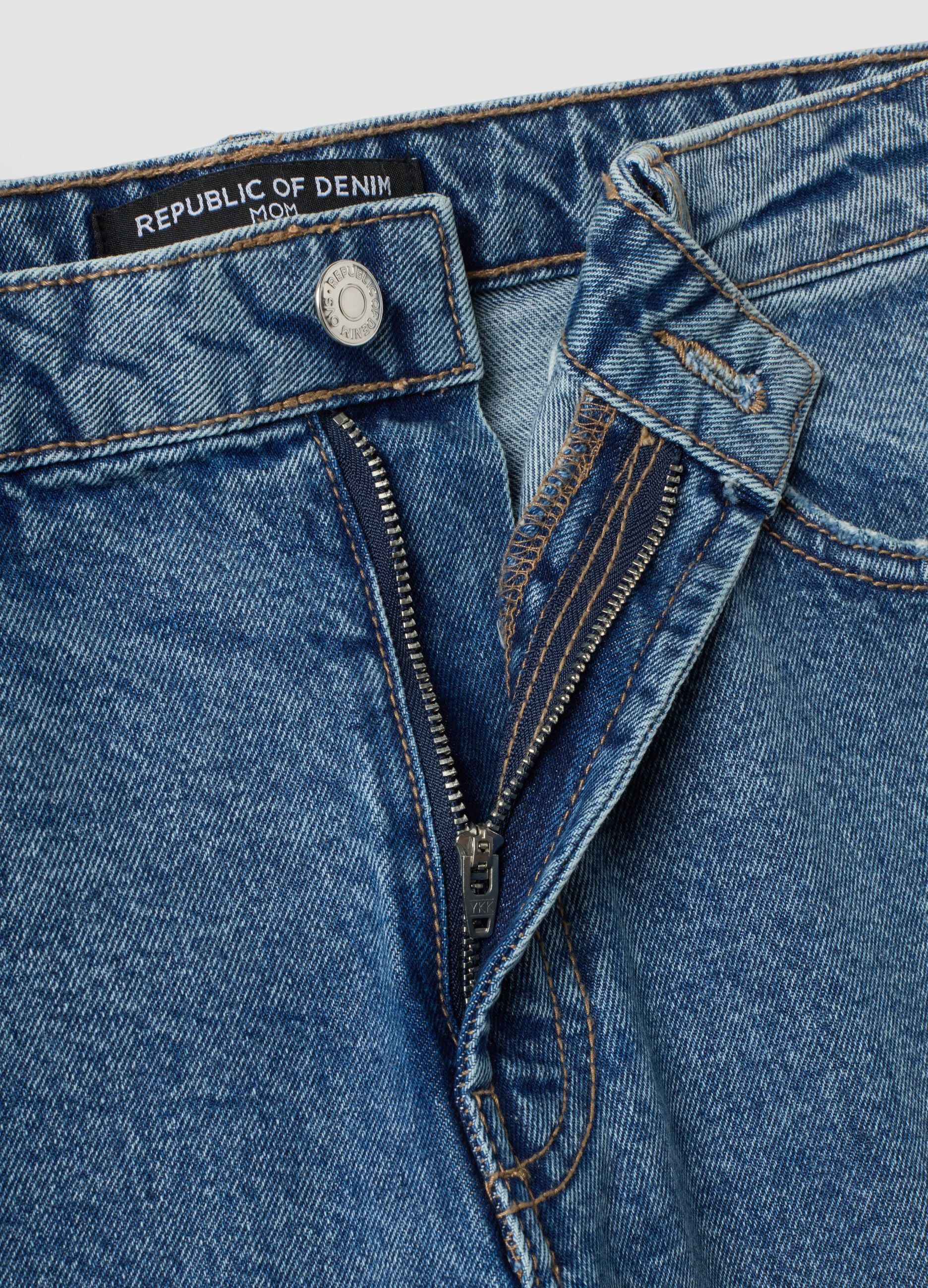 High-waisted pure cotton mom-fit denim jeans