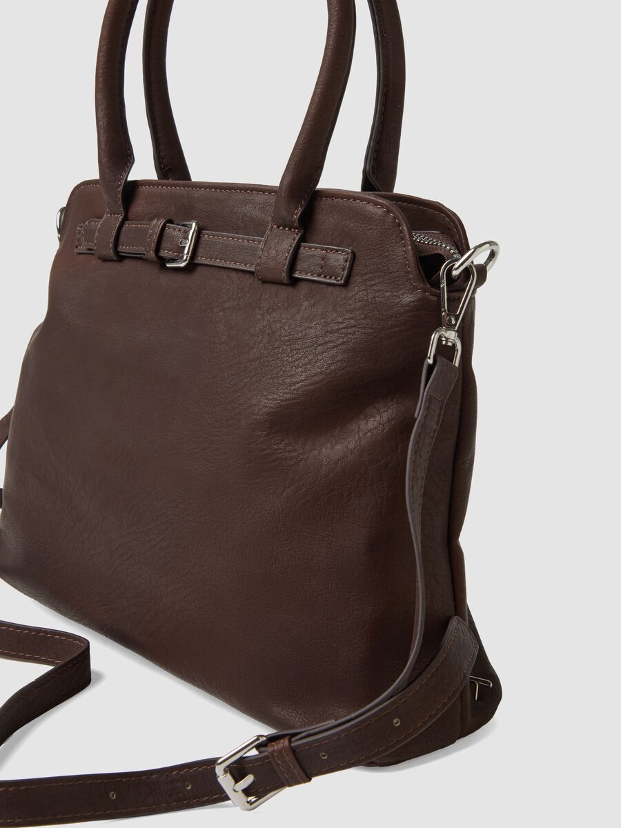 Borsa marrone con doppi manici e tracolla_2