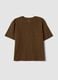 Brown pure cotton T-shirt with broderie anglaise embroidery_4