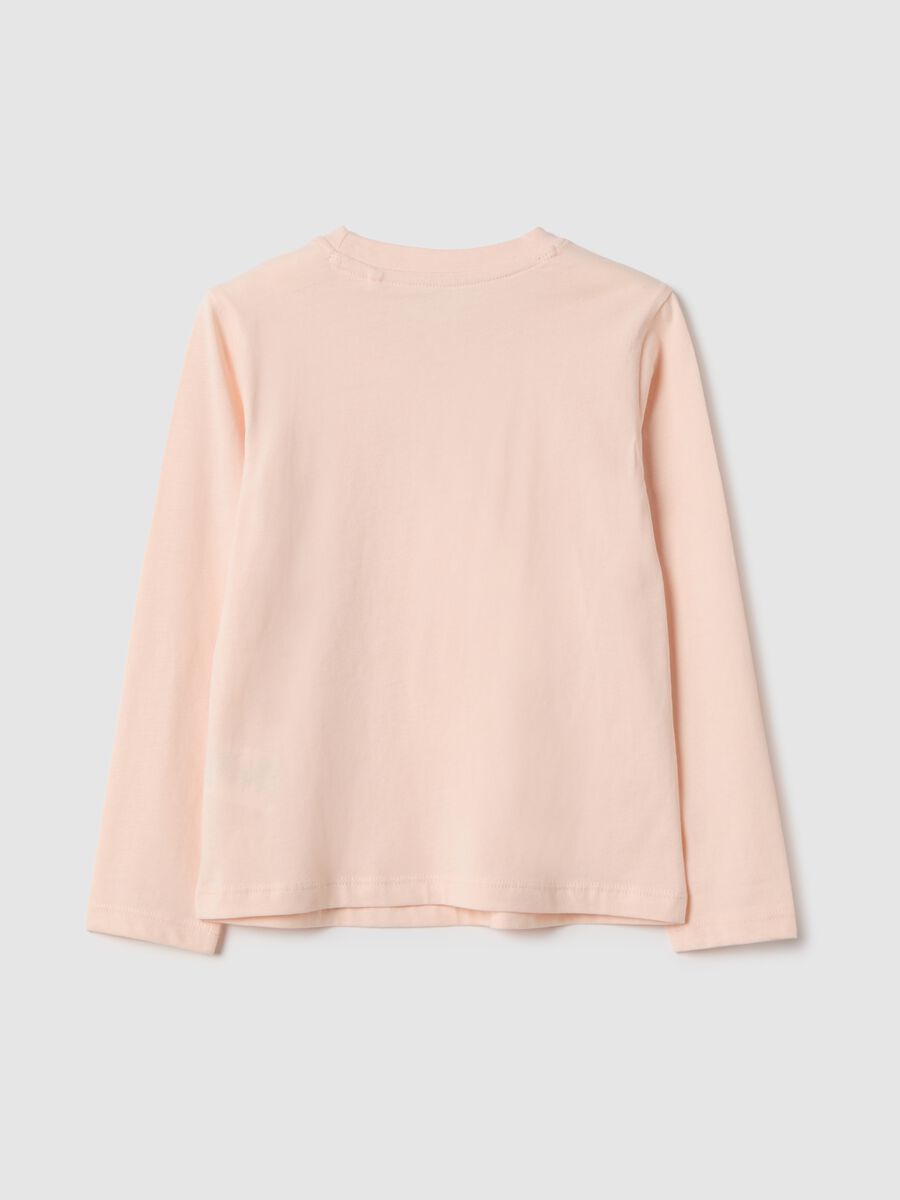 Girls' Pink Pure Cotton T-shirt Regular Fit with Bow_1