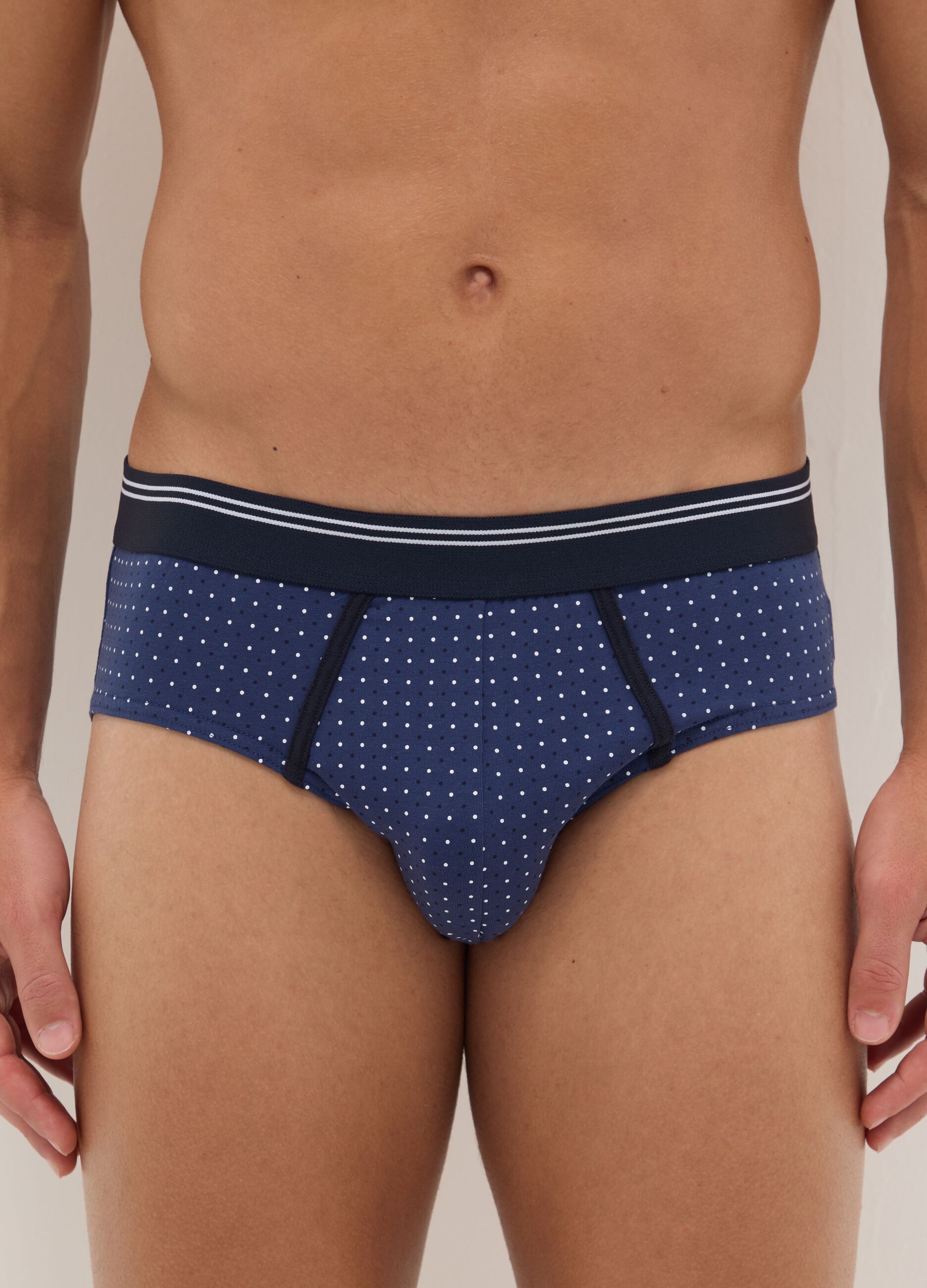 Tripack multicolour polka dot briefs in stretch cotton regular fit