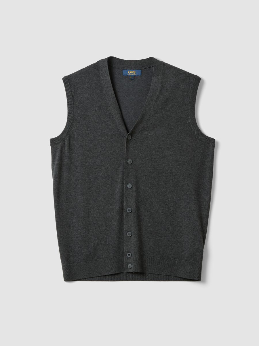 Grey viscose-blend waistcoat with deep V-neck regular fit_0