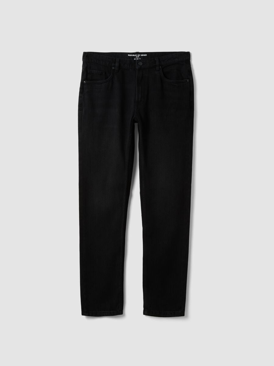 Black slim-fit jeans in cotton and viscose blend_5