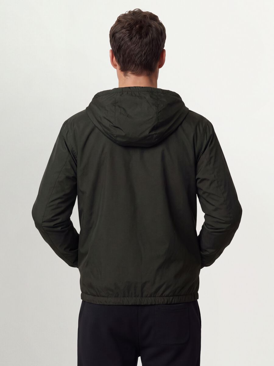 Giubbotto verde militare con cappuccio e zip_2