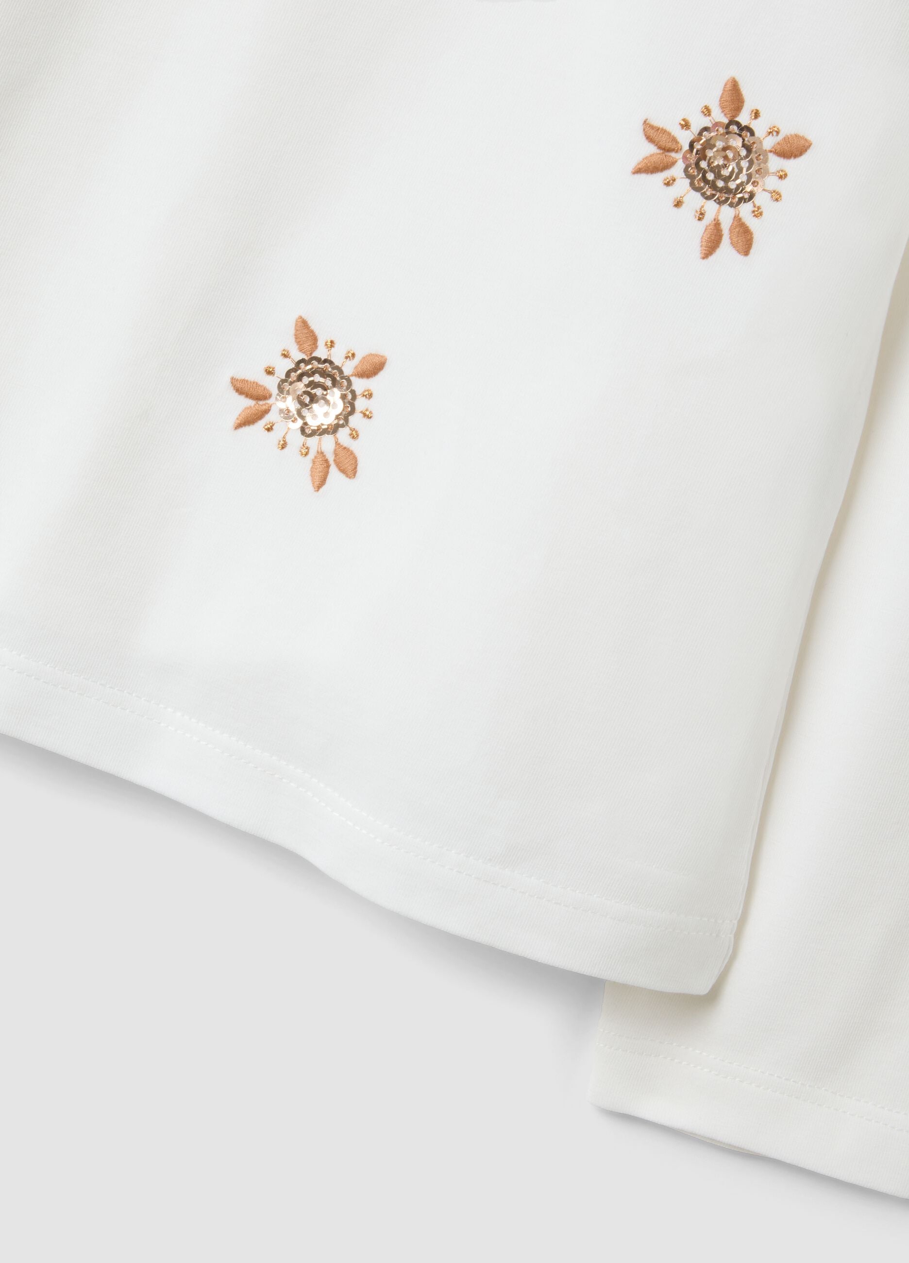 White stretch cotton crew-neck T-shirt