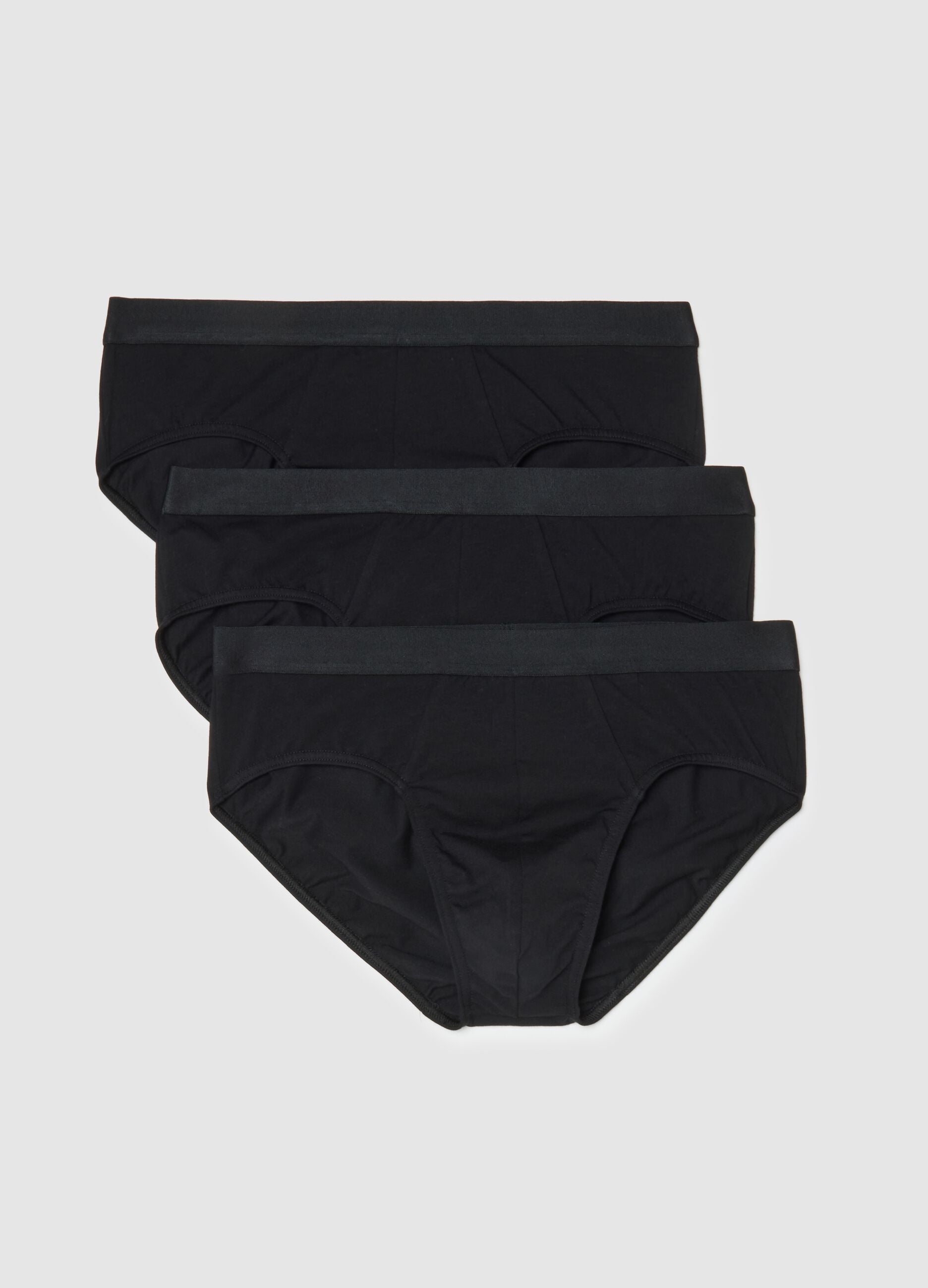 Pack of three black stretch cotton briefs regular fit