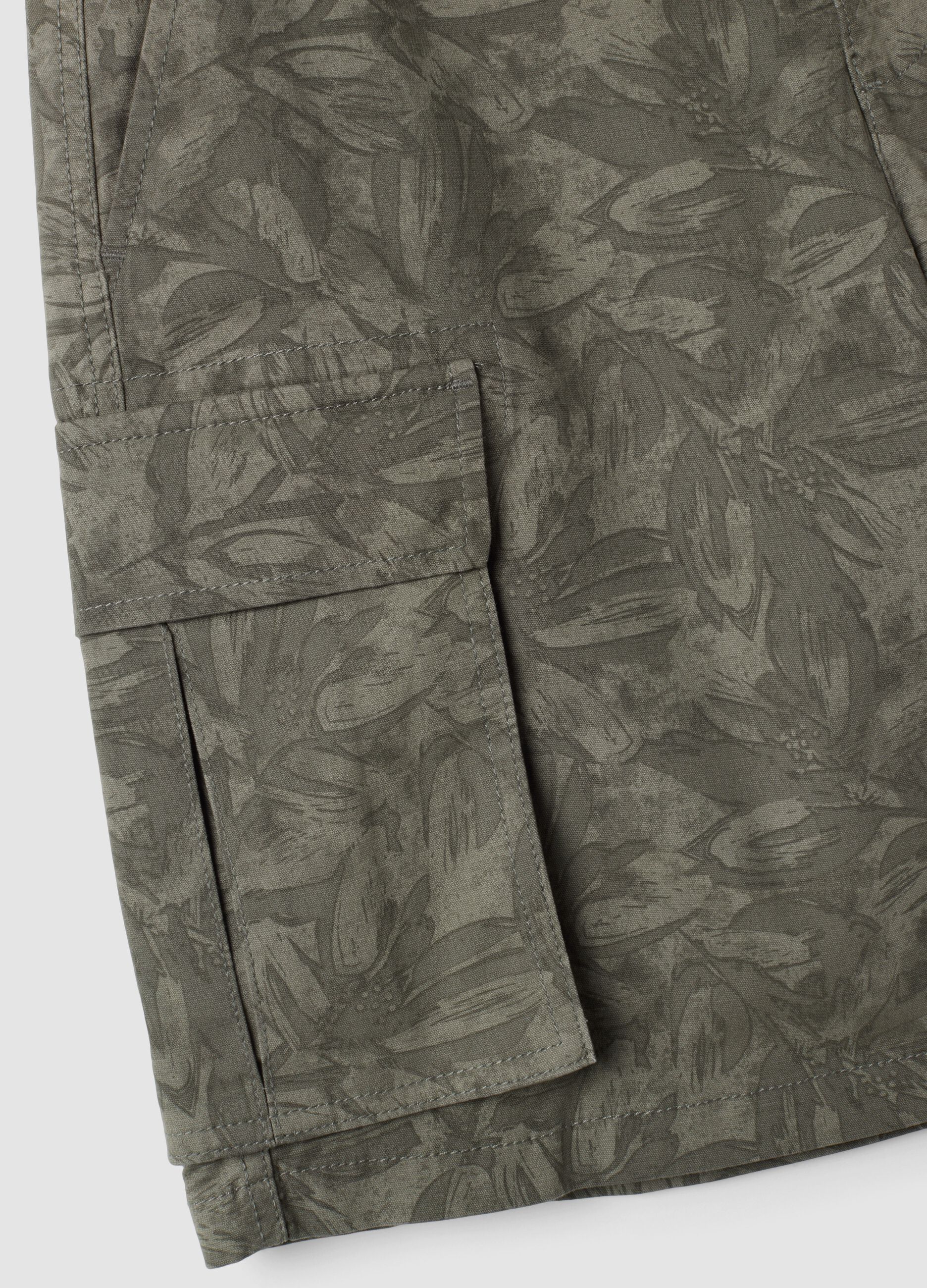 Grey stretch cotton cargo bermuda shorts