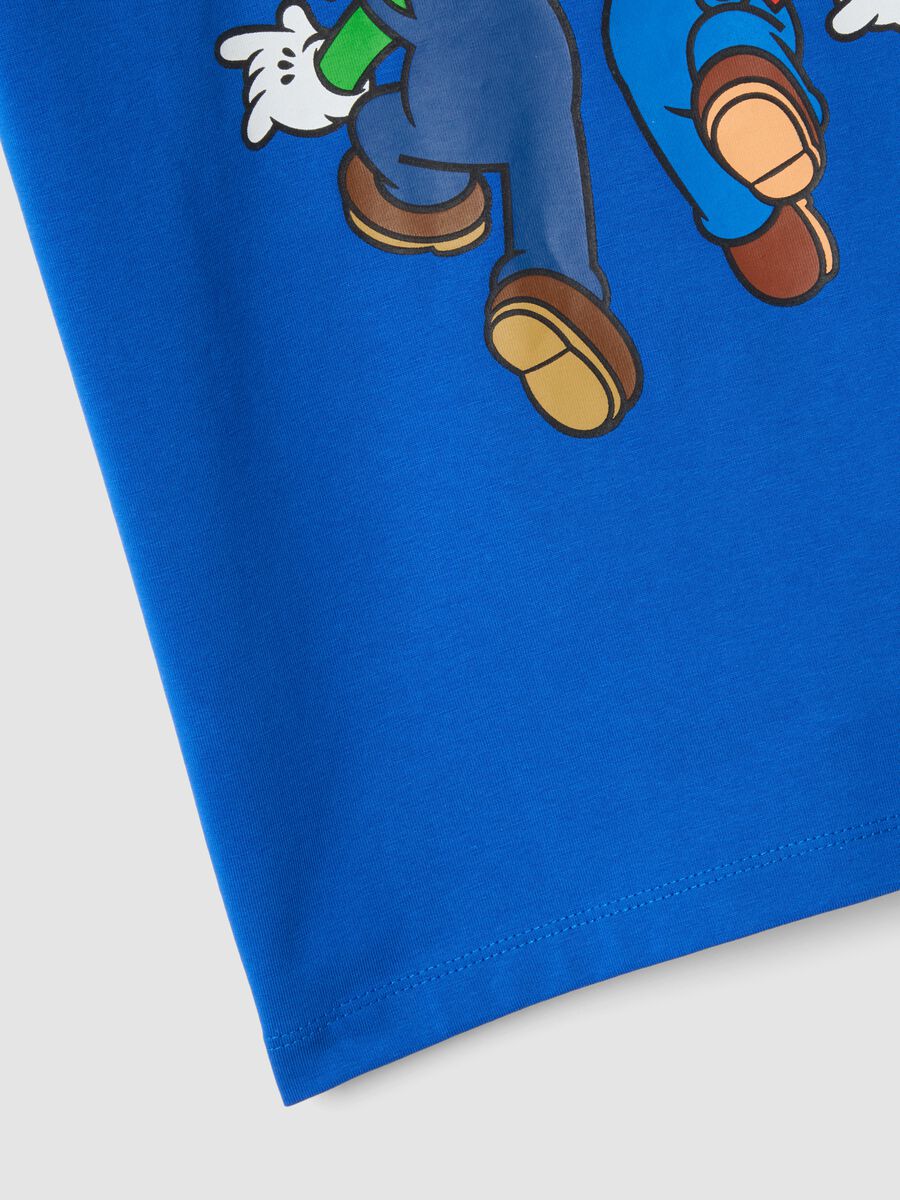T-shirt blu a maniche corte in cotone elasticizzato regular fit_2