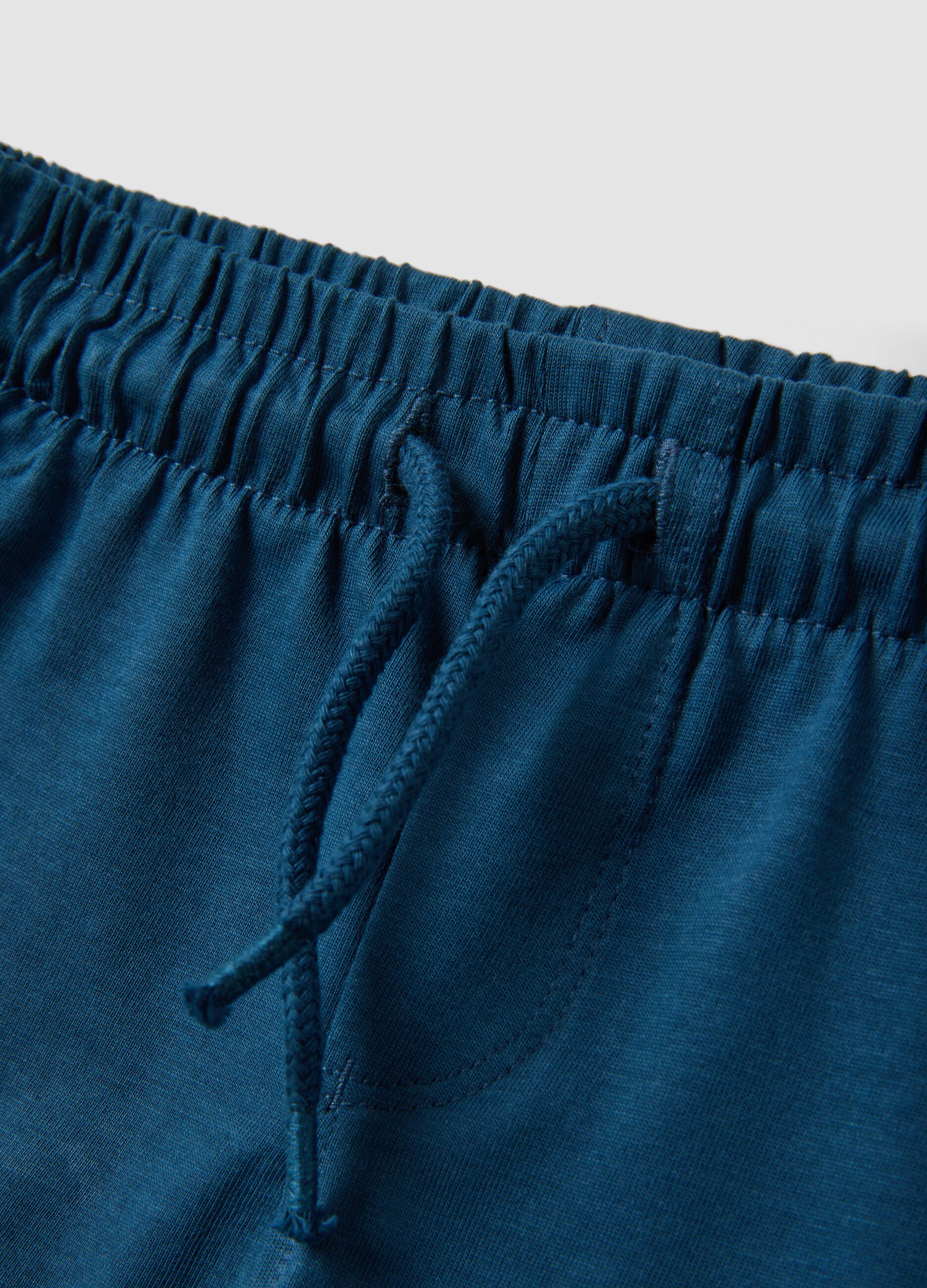 Blue and green pure cotton set with vest top and shorts