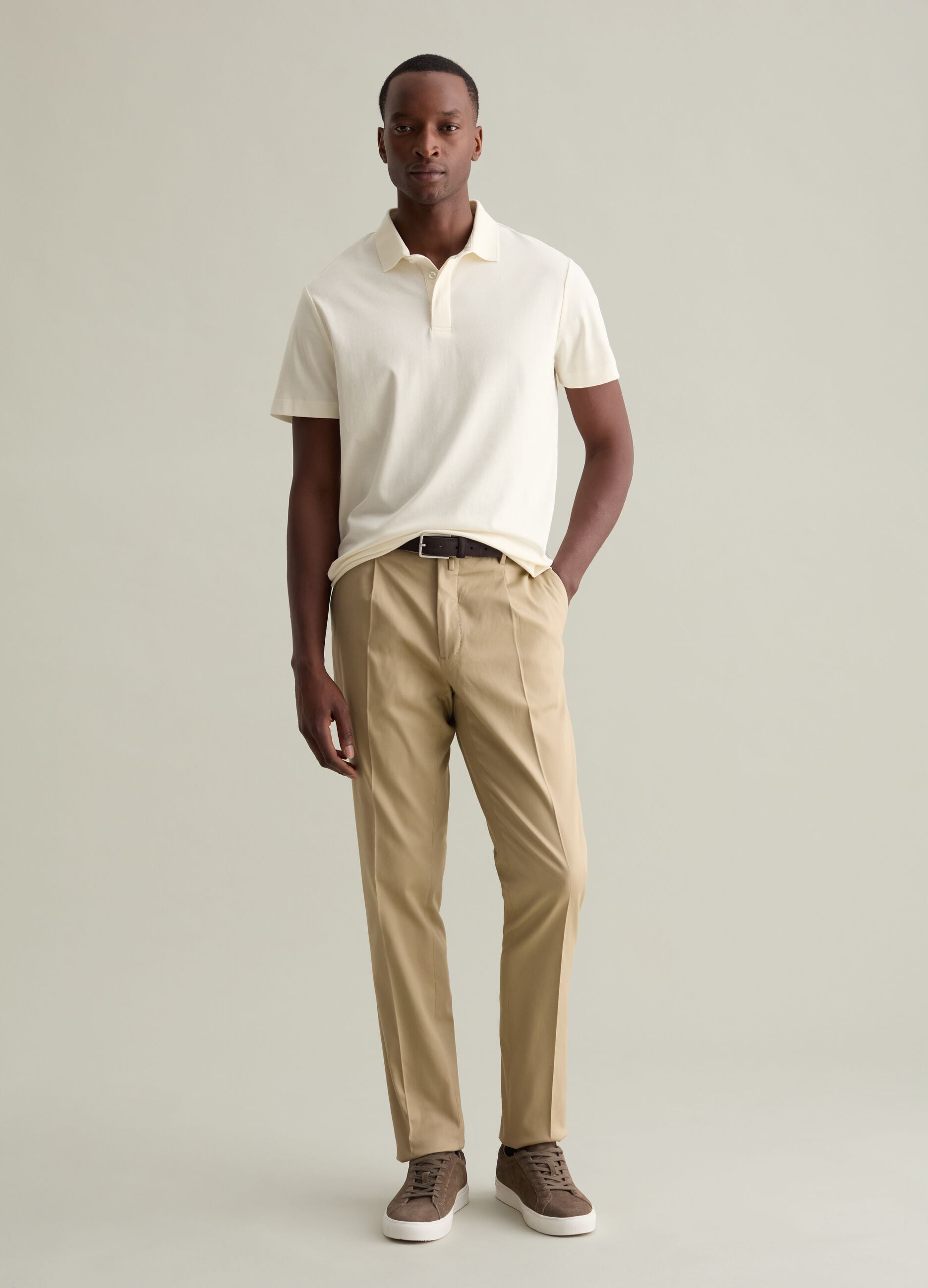 Contemporary chino trousers with darts