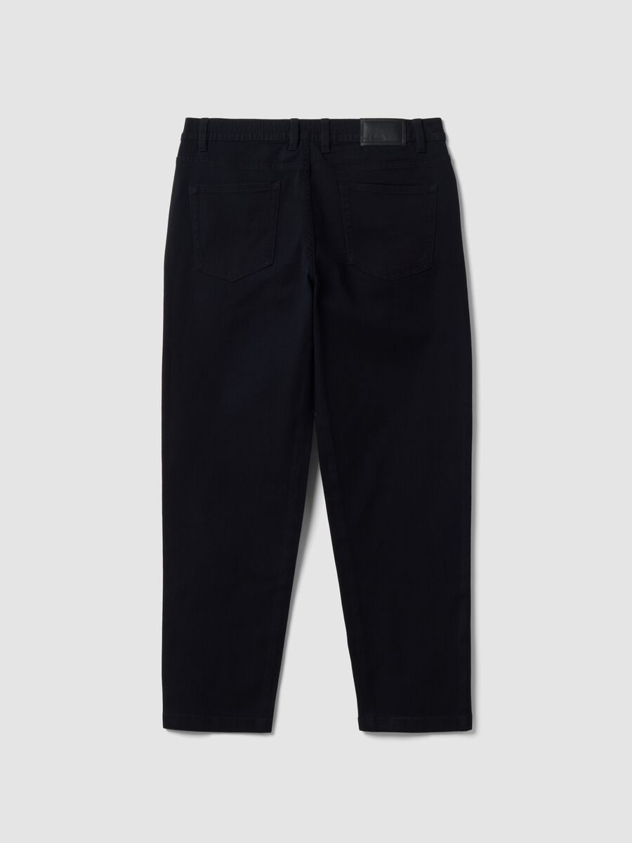 Black straight-leg trousers in stretch cotton twill_5