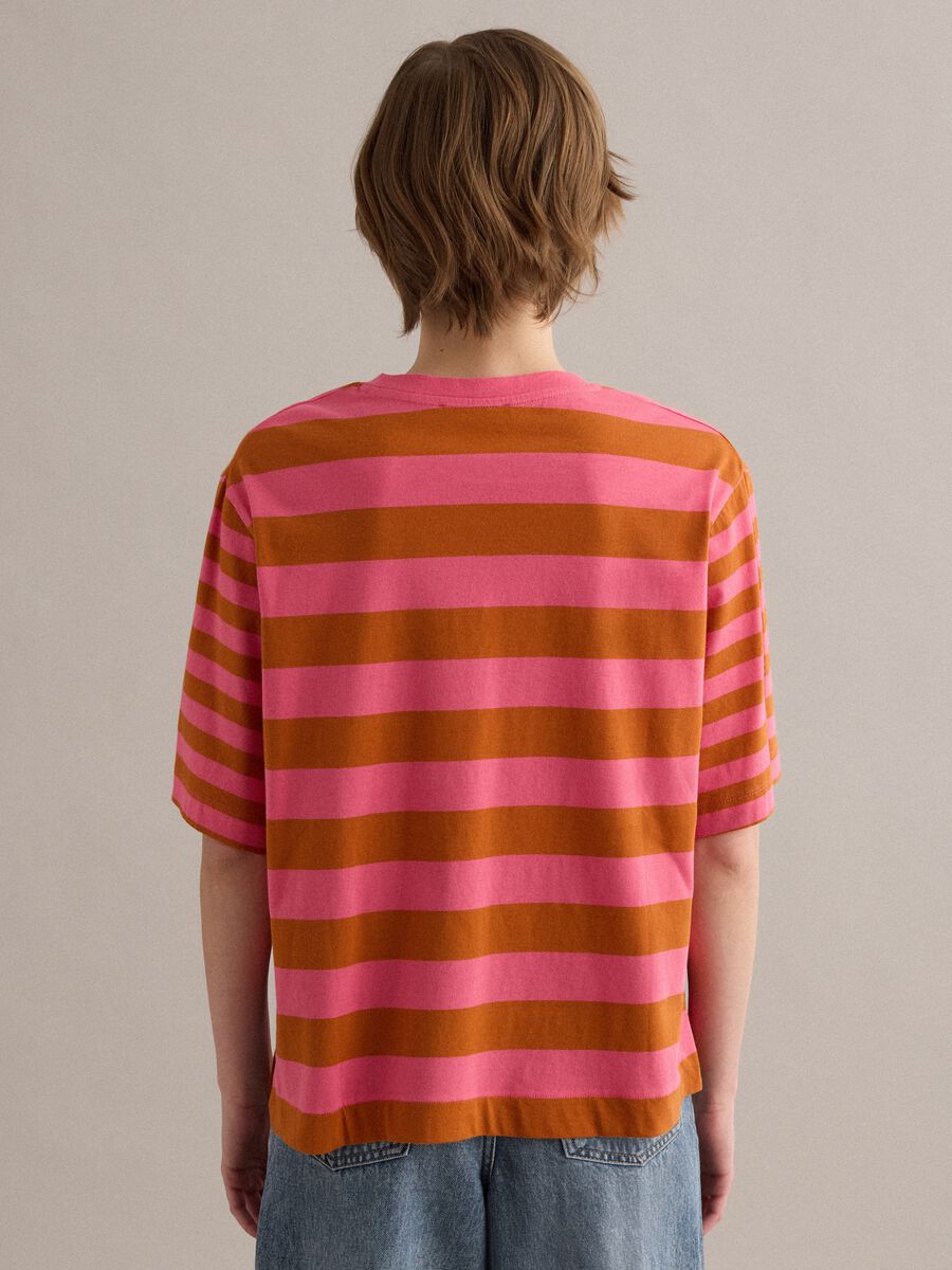 Pink striped pure cotton T-shirt_3