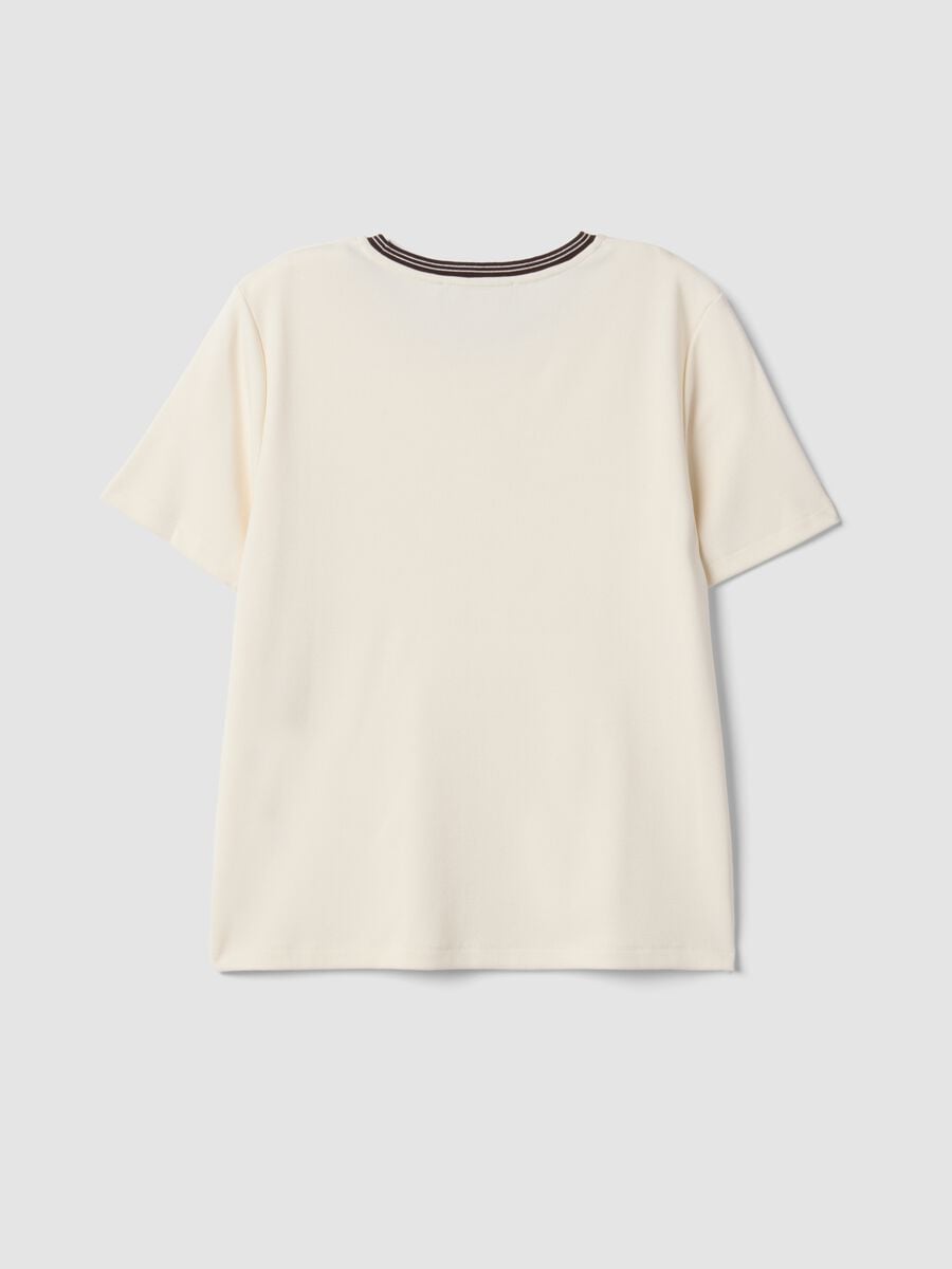 T-shirt beige in viscosa elasticizzata girocollo_6